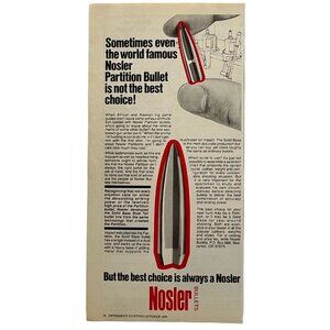 Nosler Bullets Print Ad Vintage 1980 Partition Ammo Beaverton OR Hunting